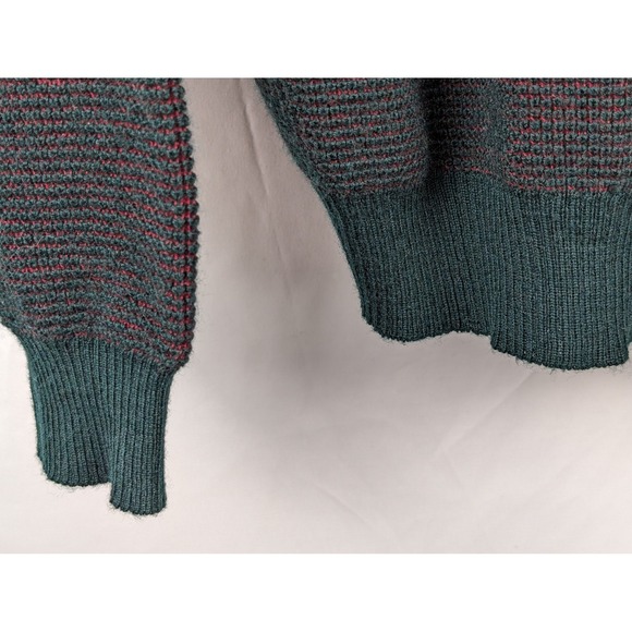 Vtg Wool V Neck Sweater Men Green L Preppy Academia Grandpa Ivy Grunge Fisherman - Picture 8 of 10
